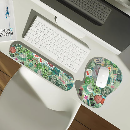 Ghost Book Mousepad with Wrist Rest Halloween Computer Keyboard Mouse Pad Black Cute, Mouse Pad with Wrist Rest for Computer Keyboard, 2 In1 Mousepad with Wrist Support Easy Typing&Relieve Wrist Pai