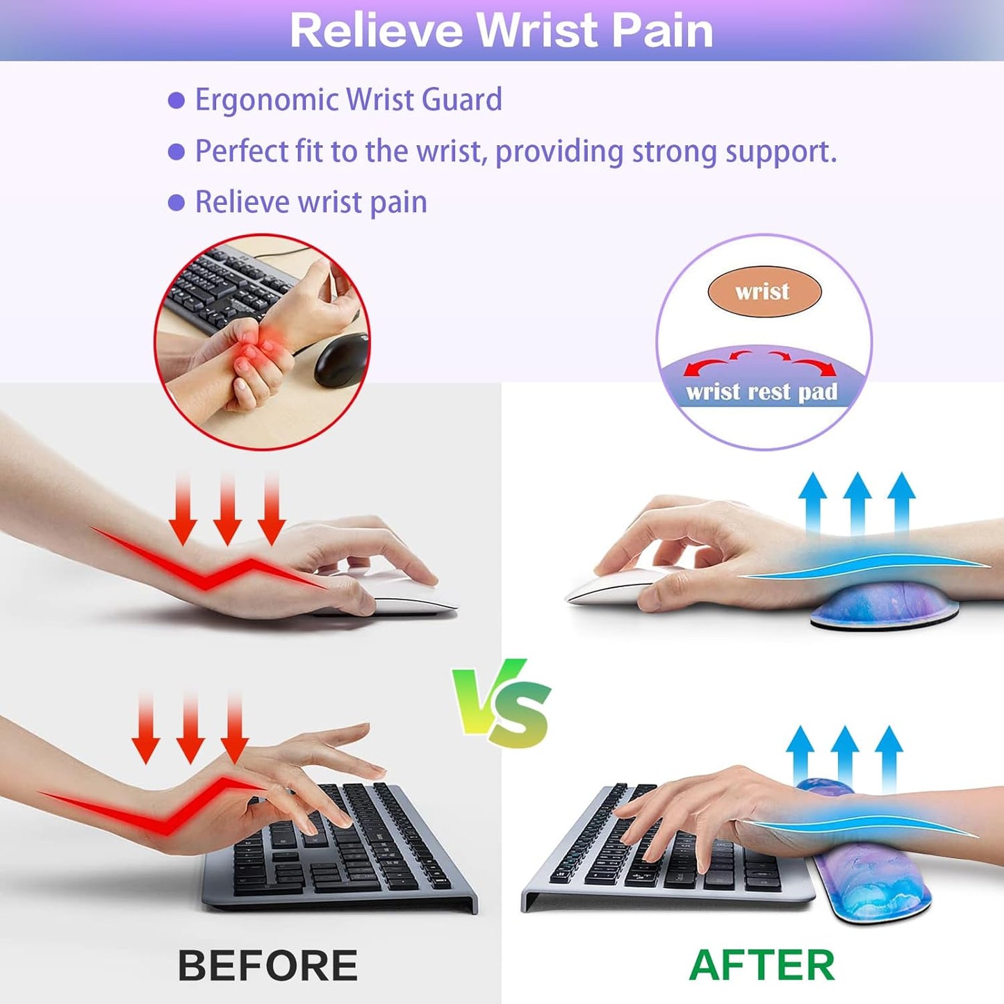 Desk Mat, Large Gaming Mouse Pad with Wrist Rest, 4in1 XXL Mousepad+Keyboard Wrist Rest+Mouse Pad Wrist Support+Cup Coaster Set Ergonomic Floral Computer Desk Arm Wrist for Decor Home Office Women