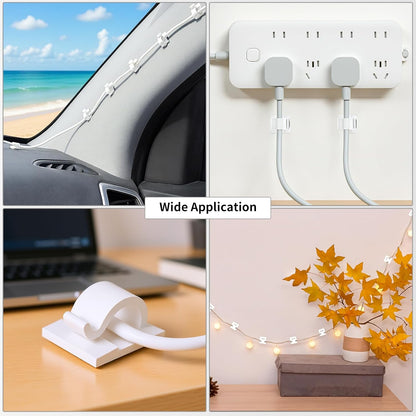 LinkDocs 30 Pieces Adhesive Cable Clips Wire Clips Cable Wire Management Wire Cable Holder Clamps Cable Tie Holder for Car, Office and Home