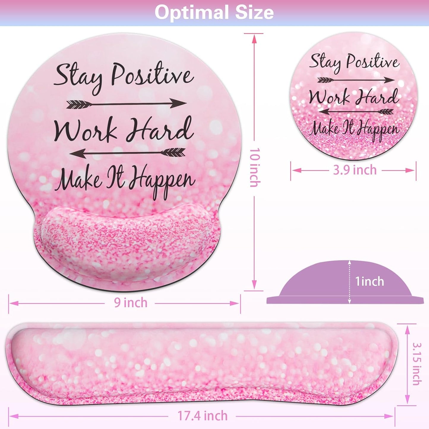 Mouse Pad with Wrist Rest Set, Qomolama 3-in-1 Wrist Support Mouse Pad Set, Floral Gaming Mousepad with Anti-Skid Base,Ergonomic Mouse Pad,Memory Foam Keyboard Gel Wrists Rest