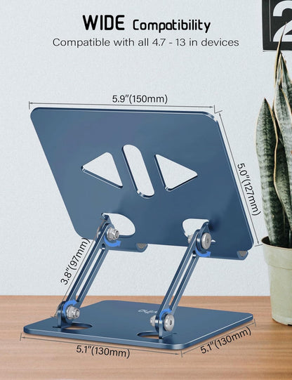 Aoviho Tablet Stand Holder for Desk, Adjustable Desktop Tablet Holder, Foldable Aluminum Tablet Mount for iPad pro 12.9, iPad Air Mini, Samsung Galaxy Tabs Z Fold Kindle Fire 4-12 inch Purple