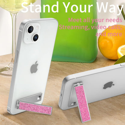 Mini Phone Kickstand, Folding Invisible Portable Metal Cell Phone Stand Holder for Desk, Compatible with iPhone, Samsung and All Cellphones, Black