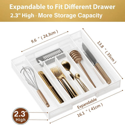 Sedegn Silverware Organizer Metal Mesh, Small Drawer Organizer, Utensil Cutlery Tray for kitchen drawers, Flatware Organizer with 5 Compartment, Black(9.3"*12.6")
