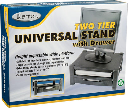 Kantek Single-Level Monitor Stand, 17" X 13.25" X 3" To 6.5", Black, Supports 50 Lbs