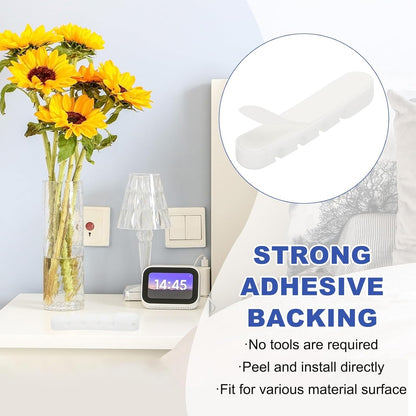 5Pcs 35mm Cable Clip 2 Holes Silicone Wire Holder Cord Organizer Adhesive Cable Keeper for Home Office Desk Fitting, White