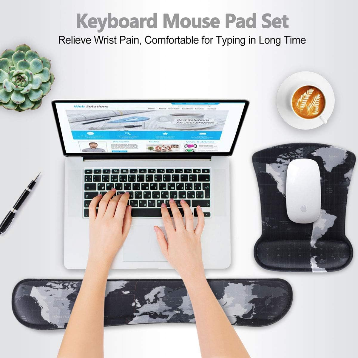 Keyboard Wrist Rest Pad Ergonomic Mouse Pad Set, ToLuLu Gel Mouse Pad Wrist Support for Computer Laptop, Mousepad Keyboard Wrist Support with Memory Foam for Easy Typing Pain Relief, Van Gogh Painting
