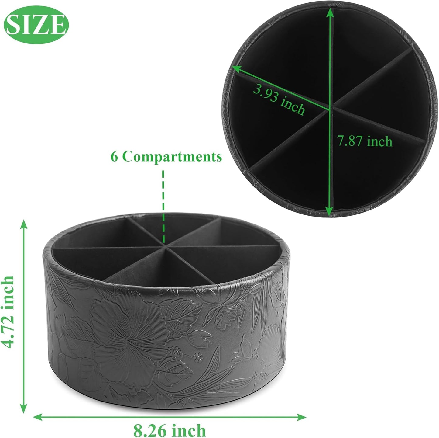 lizimandu Round Leather Art Supply Organizer,Remote Control Holder,360 Degree Spinning,Multi-Functional Pencil Holder,4 Compartments Desktop Stationary Organizer(1-Gold) - Colors B