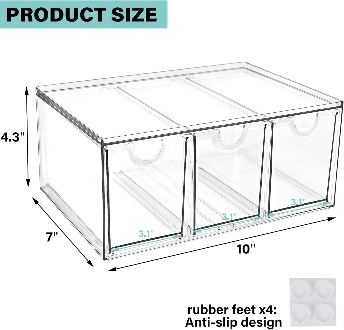 Prsildan Acrylic Makeup Organizer, 2 Pack Stackable Storage Drawers with 6 Drawers for Office Desk Vanity Craft Room Clear Drawer Organizers for Hair Accessories Art Supplies Cosmetics Modular System