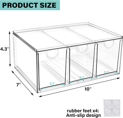 Prsildan Acrylic Makeup Organizer, 2 Pack Stackable Storage Drawers with 6 Drawers for Office Desk Vanity Craft Room Clear Drawer Organizers for Hair Accessories Art Supplies Cosmetics Modular System