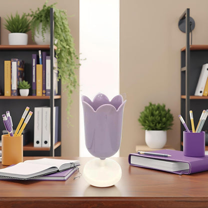 Pink Plastic Tulip Pen Holder Cute Pens Cup for Desk Pen Brush Organizer Office Stationery Supplies Home Decor Desk Supplies Holders and Dispensers(ZS399)