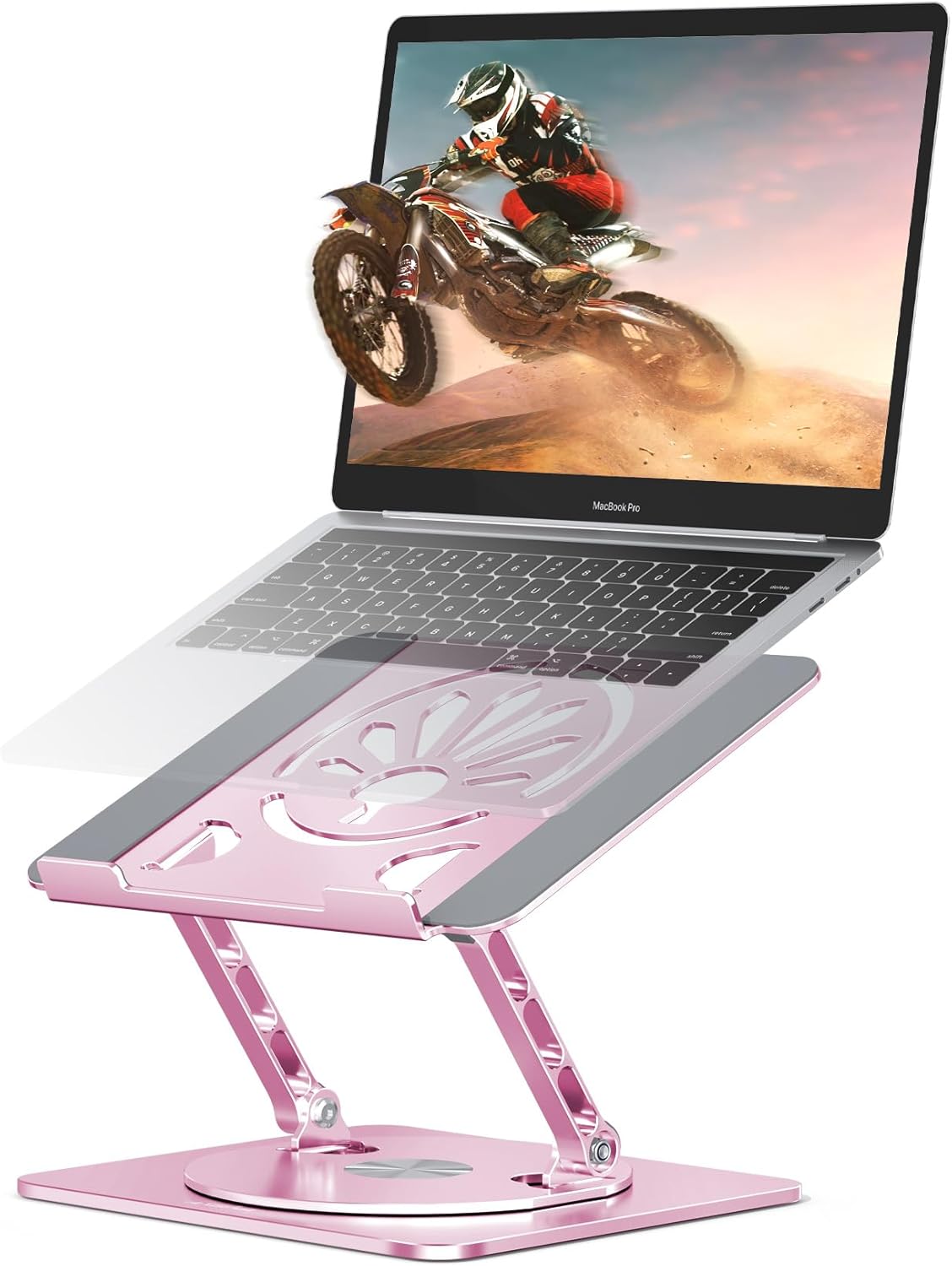 Adjustable Laptop Stand for Desk-360° Rotating Base Aluminum Laptop Riser,Ergonomic Computer Stand for Office Home MacBook Pro/Air Dell HP up to 16'',Black