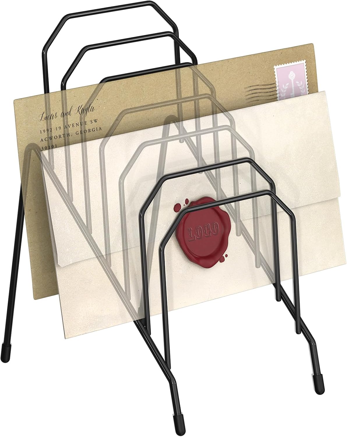 Gawerk Incline Desk Mail Organizer, Mail Sorter Letter Organizer Rack with 6-Section Vertical Compartments Rack for Letters, Postcards, Brochures, Mail Holder for Office, Home, School (2 Pack)