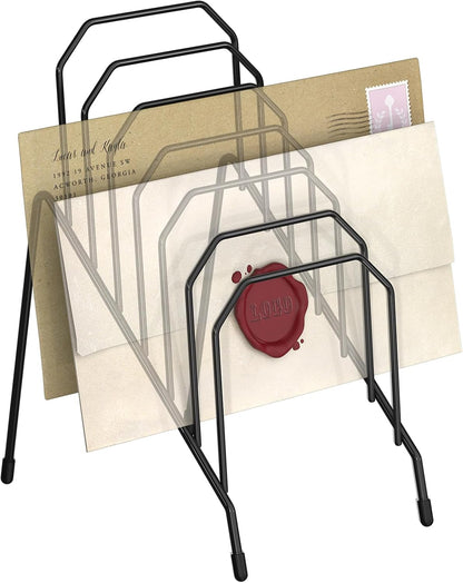 Gawerk Incline Desk Mail Organizer, Mail Sorter Letter Organizer Rack with 6-Section Vertical Compartments Rack for Letters, Postcards, Brochures, Mail Holder for Office, Home, School (2 Pack)