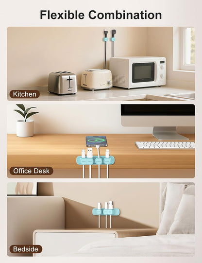 6 Pack Magnetic Cable Clips [1s Open/Lock], Laitver Cord Organizer Holder Strong Adhesive Desk Cable Management- Organize Charging Cords Neatly for Home, Office, Car,Desk, Nightstand