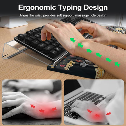 HAOCOO Ergonomic Keyboard Rest Wrist Pad,Comfortable Keyboard Wrist Rest Holder, 3-Level Height Adjustment Acrylic Keyboard Stand, Easy Typing Desk Accessories, Aesthetic Keyboard Riser for Desk