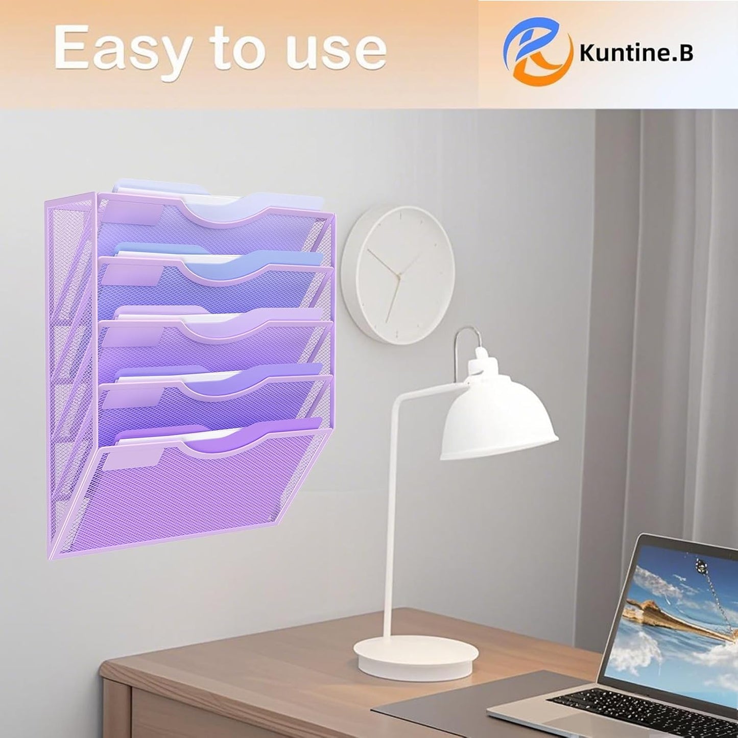 Kuntine.B Wall File Organizer Office Hanging Magazine Holder Wall File Organizer for Office Home (Black, 5 Tier)