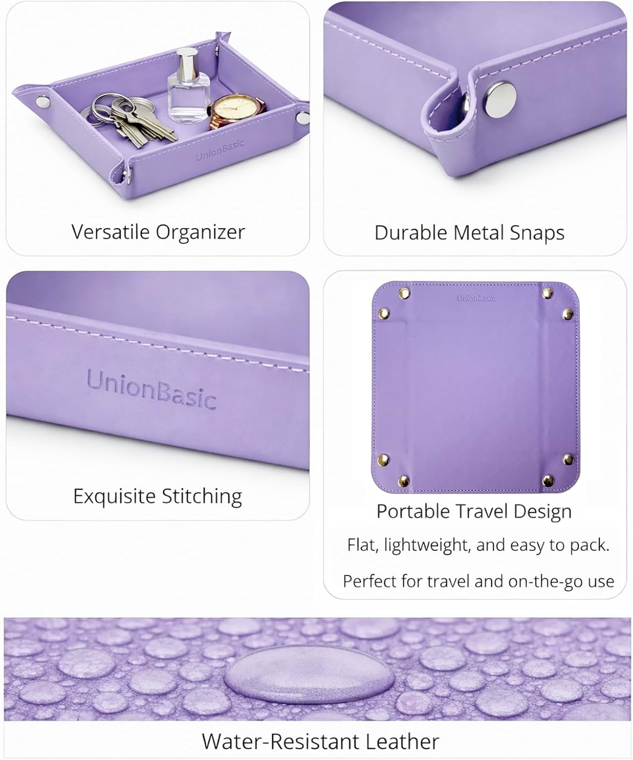 UnionBasic Medium Valet Tray, Jewelry Tray for Rings Watches Earrings, Entryway Catchall Caddy for Coins Keys Change, Nightstand Bedside Valet Holder, Trays for Electronic Gadgets, Candy Pink Plus - Colors B