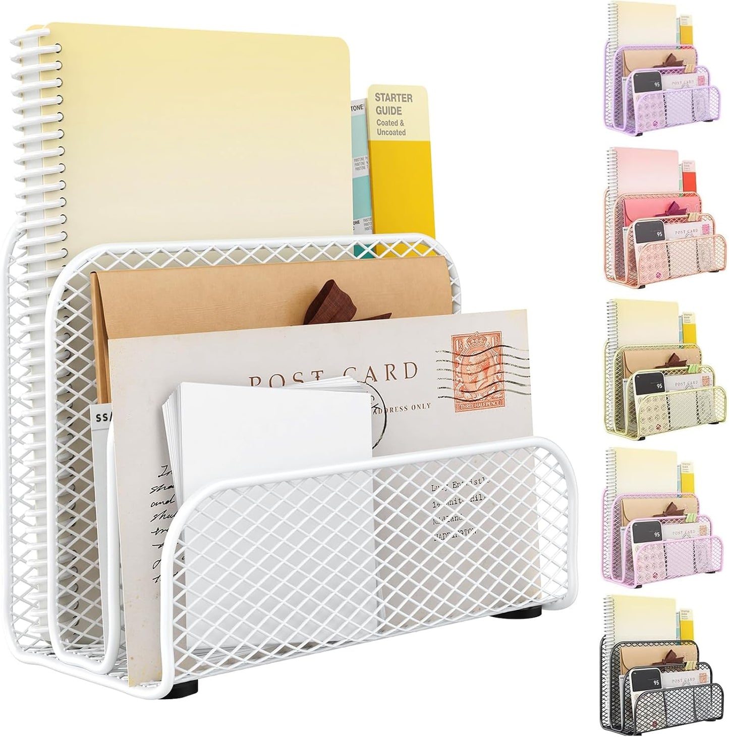 gianotter Mail Organizer Countertop, Metal File Holder with 3-Slot, Rose Gold Desk Accessories & Workspace Organizers (Rose Gold)