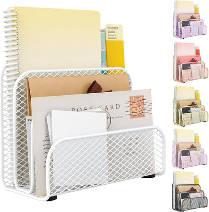 gianotter Mail Organizer Countertop, Metal File Holder with 3-Slot, Rose Gold Desk Accessories & Workspace Organizers (Rose Gold)