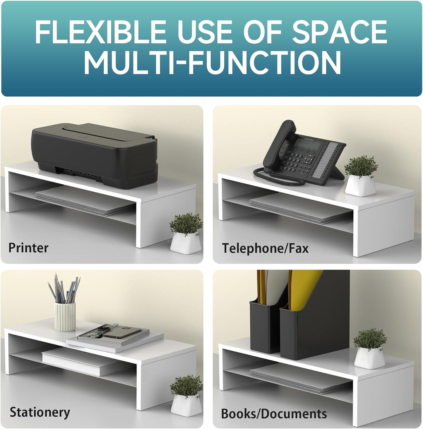 FITUEYES Monitor Stand - 2 Tier Computer Monitor Riser Shelf, Wood Desktop Stand for Laptop Computer Screen, Desk Organization, Office Supplies