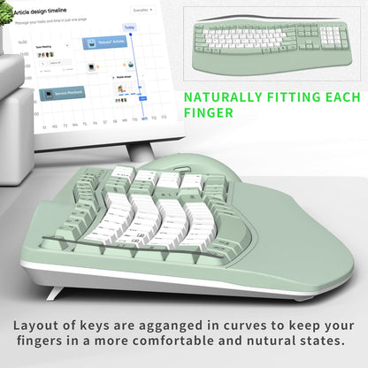 Wireless Keyboard and Mouse Combo,2.4G Full Size Wave Keys Ergonomic Keyboard with Wrist Rest for Natural Typing, 3 DPI Adjustable Ergonomic Silent Mouse for Computer/Laptop/Windows/Mac (Gray)