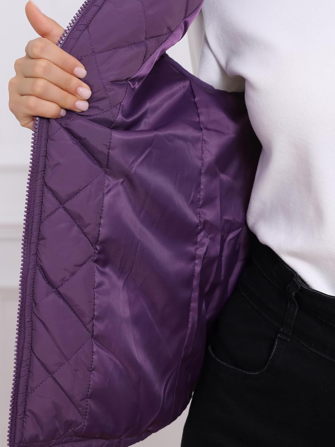 Allegra K Women's Puffer Vest Stand Collar Lightweight Gilet Quilted Zip Vest