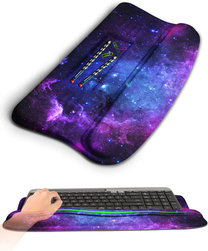 Ergonomic Wave Wrist Rest with Keyboard Stand, Cushioned Palm Rest, Comfortable Integrated Memory Foam for Natural Typing and Relieve Wrist Pain, Dark Night Black