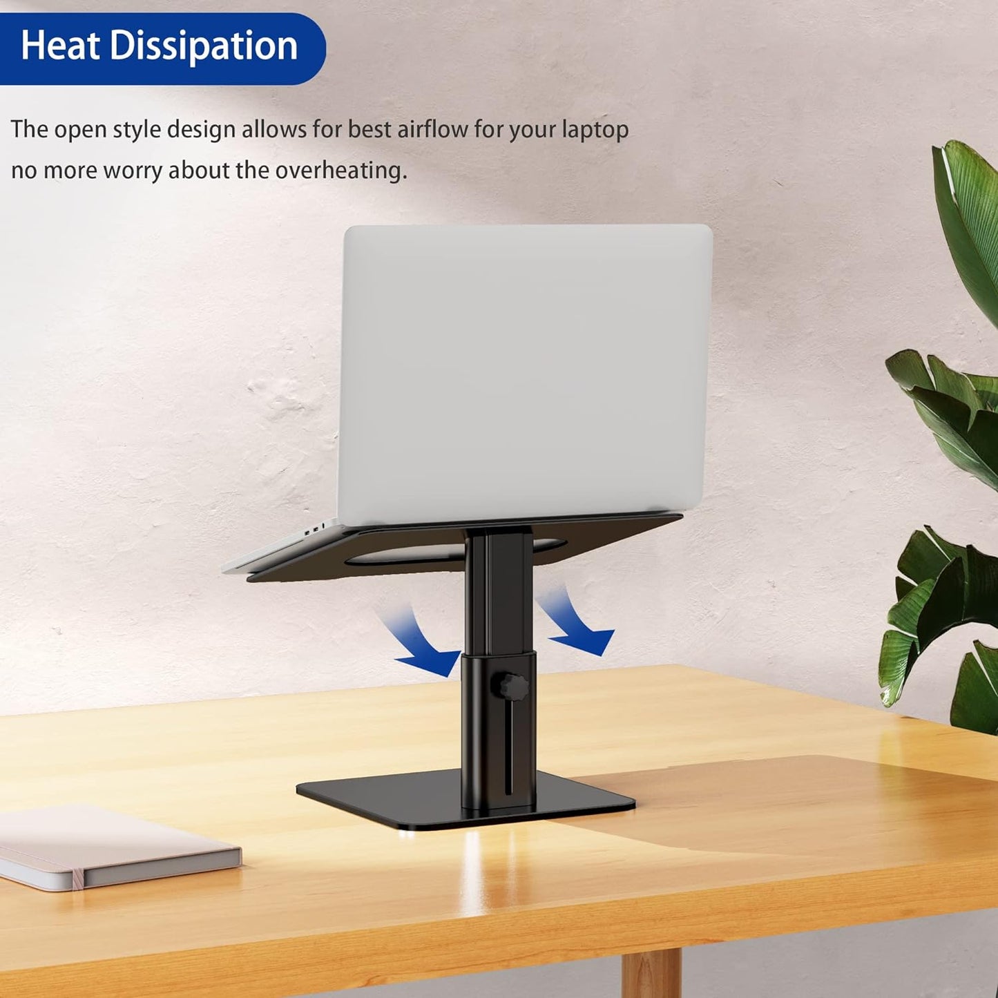 BESIGN LSX6 Computer Holder Stand, Ergonomic Adjustable Notebook Riser for Standing Work, Compatible with Air, Pro, Dell, HP, Lenovo More 10-14" Laptops, Black