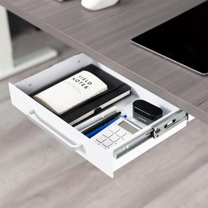 VIVO 13 inch Under Desk Mounted Sliding Pull-out Drawer for Office Desk, Pull Handle, Storage Organizer for Sit Stand Workstation, Black, DESK-DR1H-B