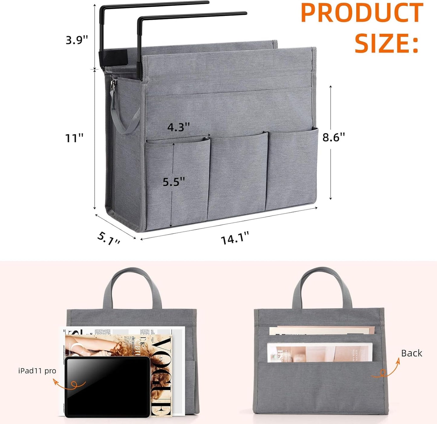 MASTLU Under Desk Hanging Storage Bag, Desk Organizer Storage, Office Side Storage Bag, Compatible with A4 Files, Detachable Handle Design, No Assembly Required, For Office Home School (Black)
