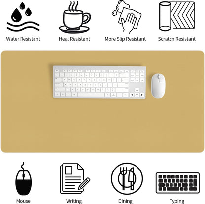 Bloss Leather Desk Pad and Keyboard Wrist Rest, Large Mouse Pad + Keyboard Pad+Mouse Wrist Support, Non-Slip Desk Mat Protector for Office, Home(31.5×15.7 Inches,Beige)