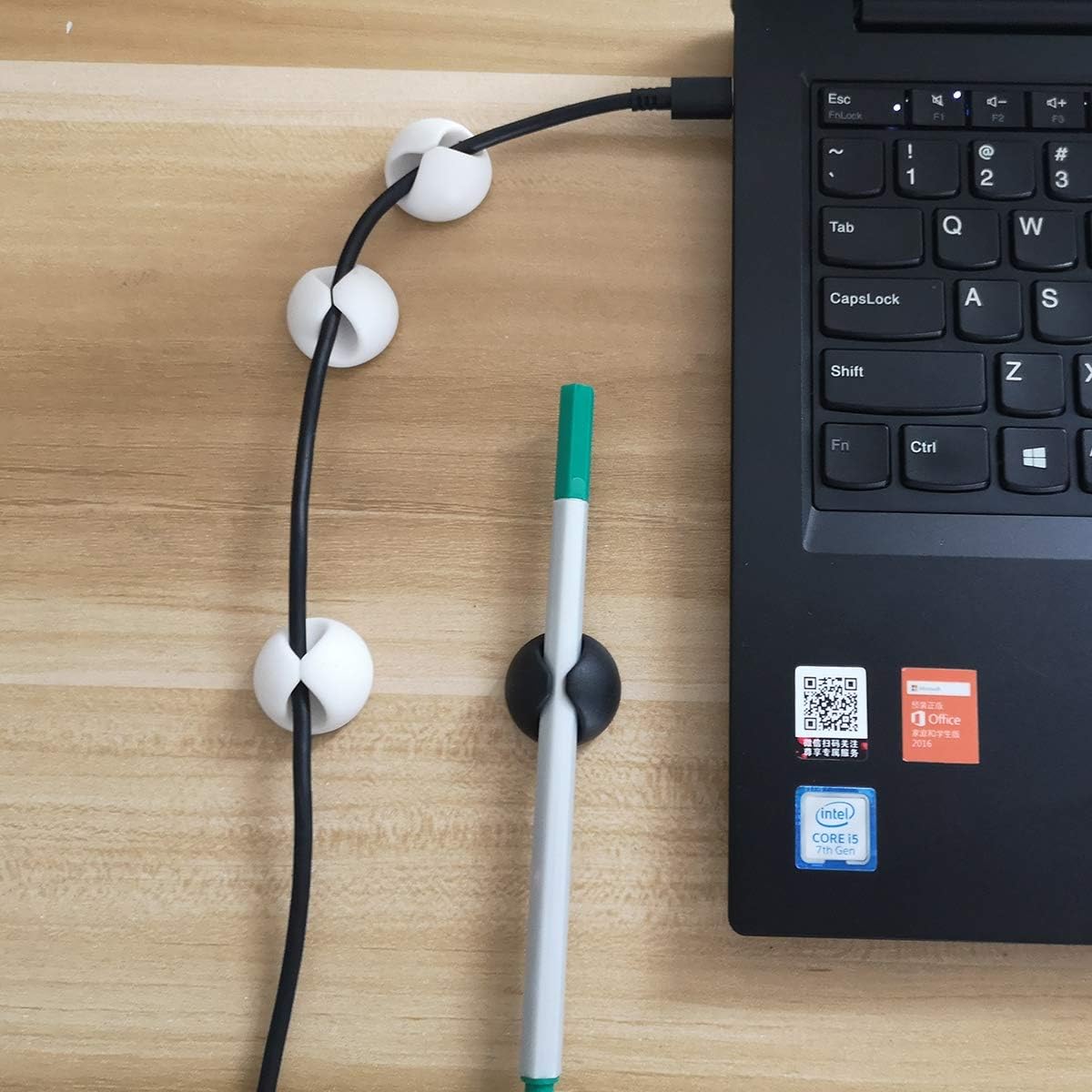 LOMILY Cable Clips Organizer - Desktop Cable Holder, Cord Clips for Computer, Office, Nightstand, Table, Cubicle (3 Black + 3 White)