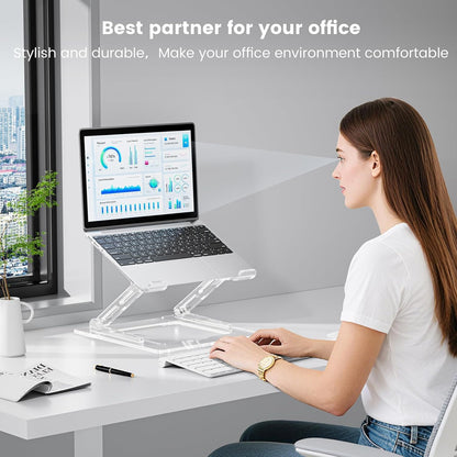 Laptop Stand for Desk - Adjustable Laptop Holder, Portable Laptop Riser with Multi-Angle Height Adjustable Computer Stand for MacBook Air/Pro and More Notebooks 10-17.3" - Grey