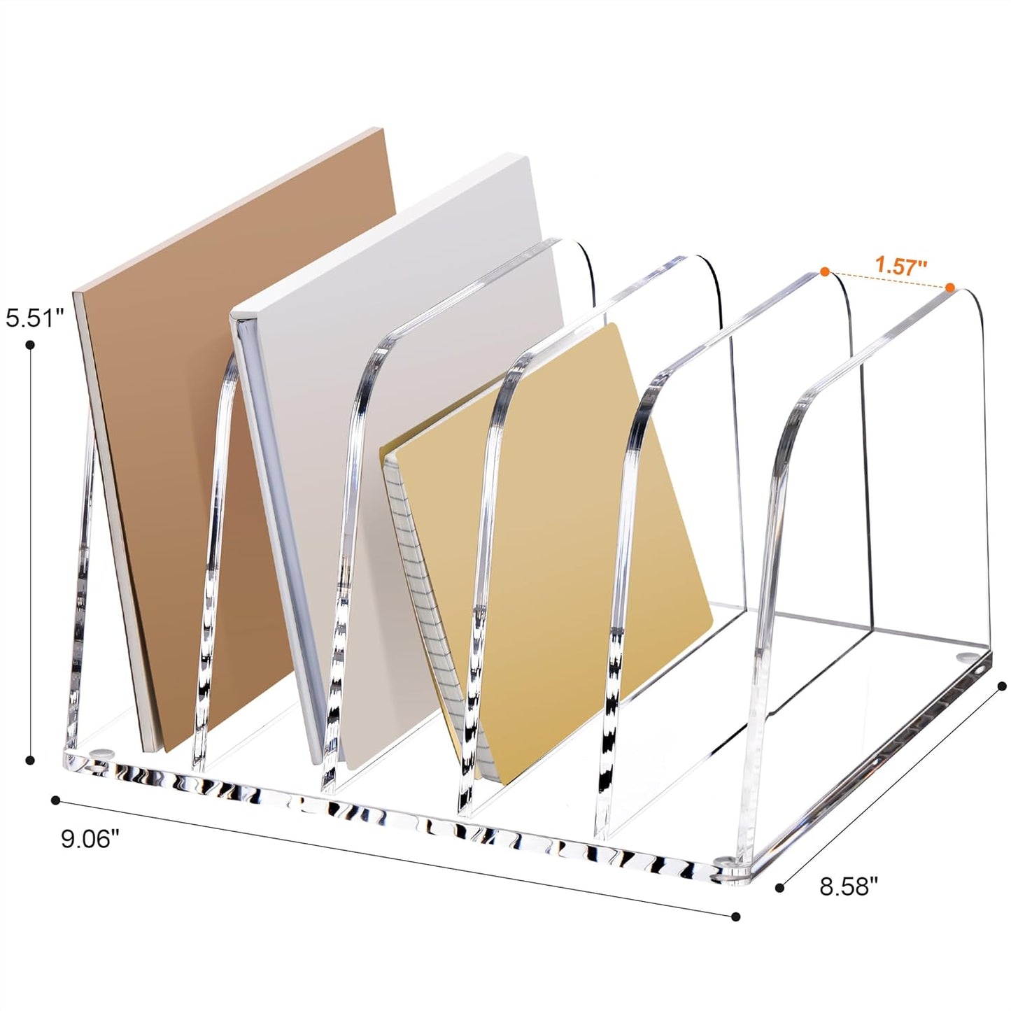 YUXUN Clear Acrylic Desktop File Sorter Organizer,Upright File Organizer, 3-Section Bookshelf for Home Office & Classroom