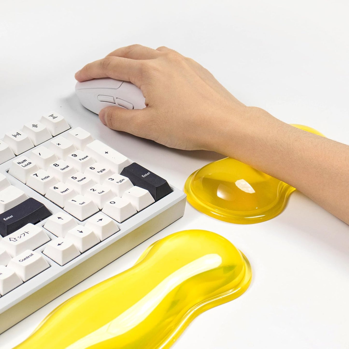 Clear Gel Wrist Rest for Keyboard and Mouse, Green Silicone Mouse Wrist Rest Set, Cute Ergonomic Wrist Rest for Keyboard 60%/75%(Green)
