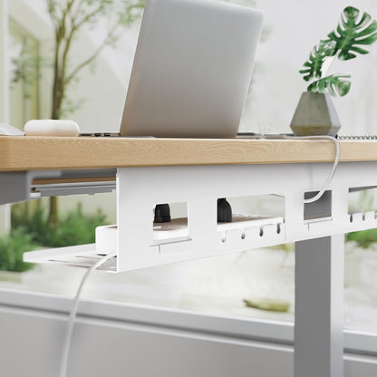 PEGZONE Under Desk Cable Management Tray, 31.5 Inches Metal Cord Organizer Rack, Desk Tray for Power Strip, Cord, Wire, Easy Mounting Cable Management Under Table for Home Office, Black