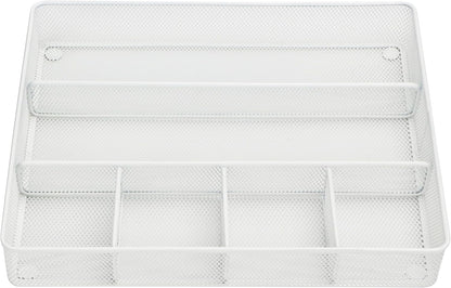 Annova Desk Drawer Organizer Tray for Office Organization - Metal Mesh - Storage Tray with Dividers for Pens, Desktop Accessories, Bathroom, Kitchen, Makeup and Office Supplies (Small, Gold)