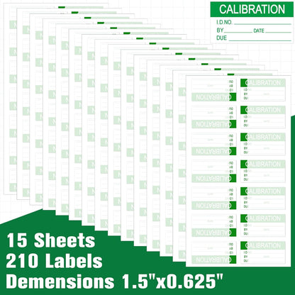 Harloon 210 Pcs Mini Self Laminating Calibration Labels 1.5"x0.625" Waterproof Adhesive Stickers with Clear Flap for Nist and Iso-900 Calibrations, Inventory, Quality Control Organization