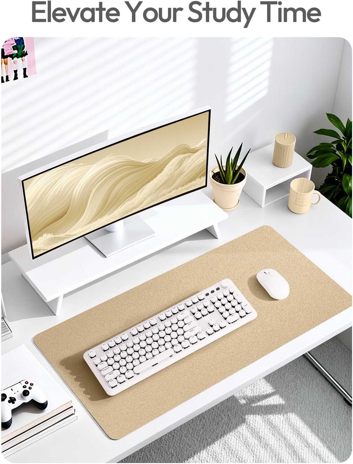 YSAGi Leather Desk Protector, Office Mat, Large Mouse Mat, Non-Slip PU Leather Blotter, Laptop Pad, Waterproof Writing Pad for Office and Home (Light Pink, 23.6" x 13.8") - Colors B