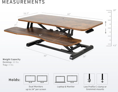 VIVO 26 inch Desk Converter, K Series, Height Adjustable Sit to Stand Riser, Dual Monitor and Laptop Workstation with Keyboard Tray, Black, DESK-V026KB