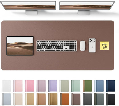 YSAGi Leather Desk Protector, Office Mat, Large Mouse Mat, Non-Slip PU Leather Blotter, Laptop Pad, Waterproof Writing Pad for Office and Home (Light Pink, 23.6" x 13.8") - Colors B