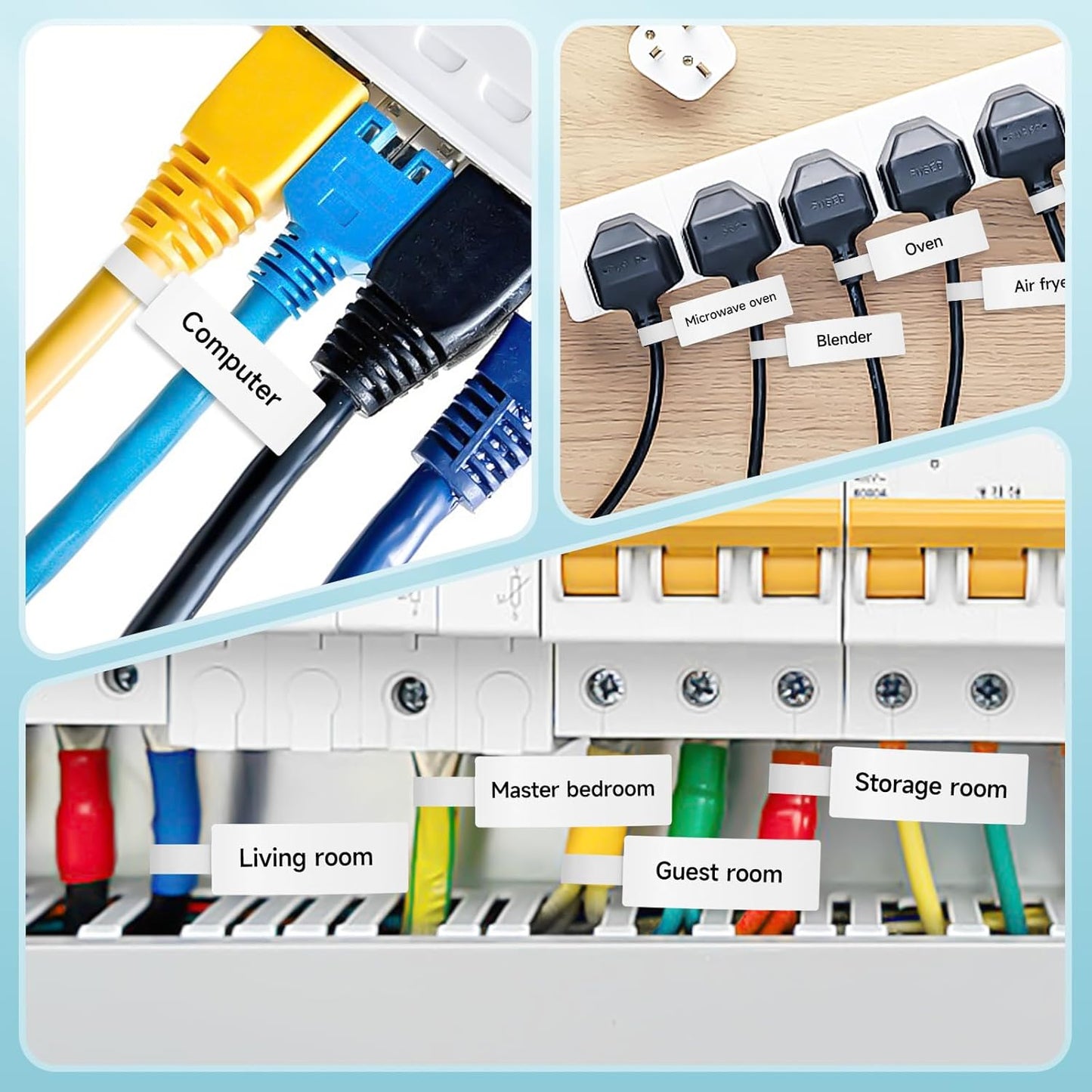 Thermal Cable Labels DETONGER 1/2 Width Compatible Tape Refills Label Stickers Film Coatedfor Label Maker Tapes Home Office School Business Use Sticky Liquid-Proof 0.5" x 4.3"-65 Labels White Cable