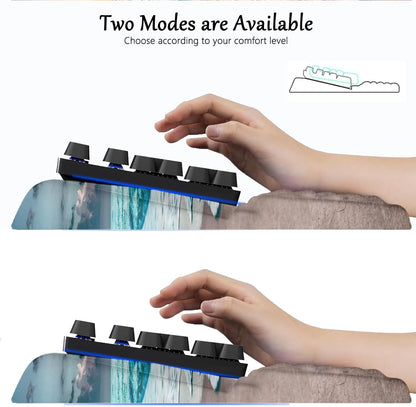Computer Keyboard Stand Pad with Wrist Rest Purple Blue Cloud Keyboard Pad Support with Comfortable Galaxy Stars Wrist Pad Cute Girl Ergonomic Tilted Keyboard Riser Holder for Desktop Office Home
