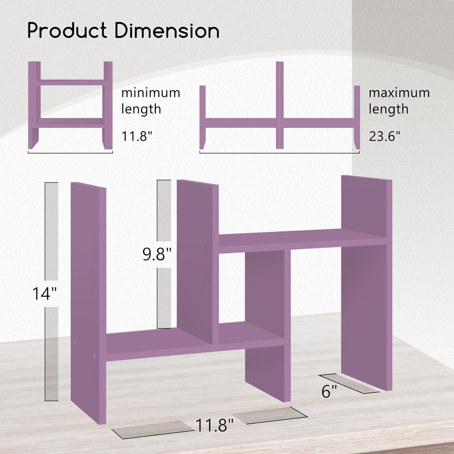 Jerry & Maggie Desktop Organizer Office Storage Rack Adjustable Wood Display Shelf Free Style Double H, Multi-Functional Mini Bookshelf for Desk Natural Stand (Natural Wood Tone)