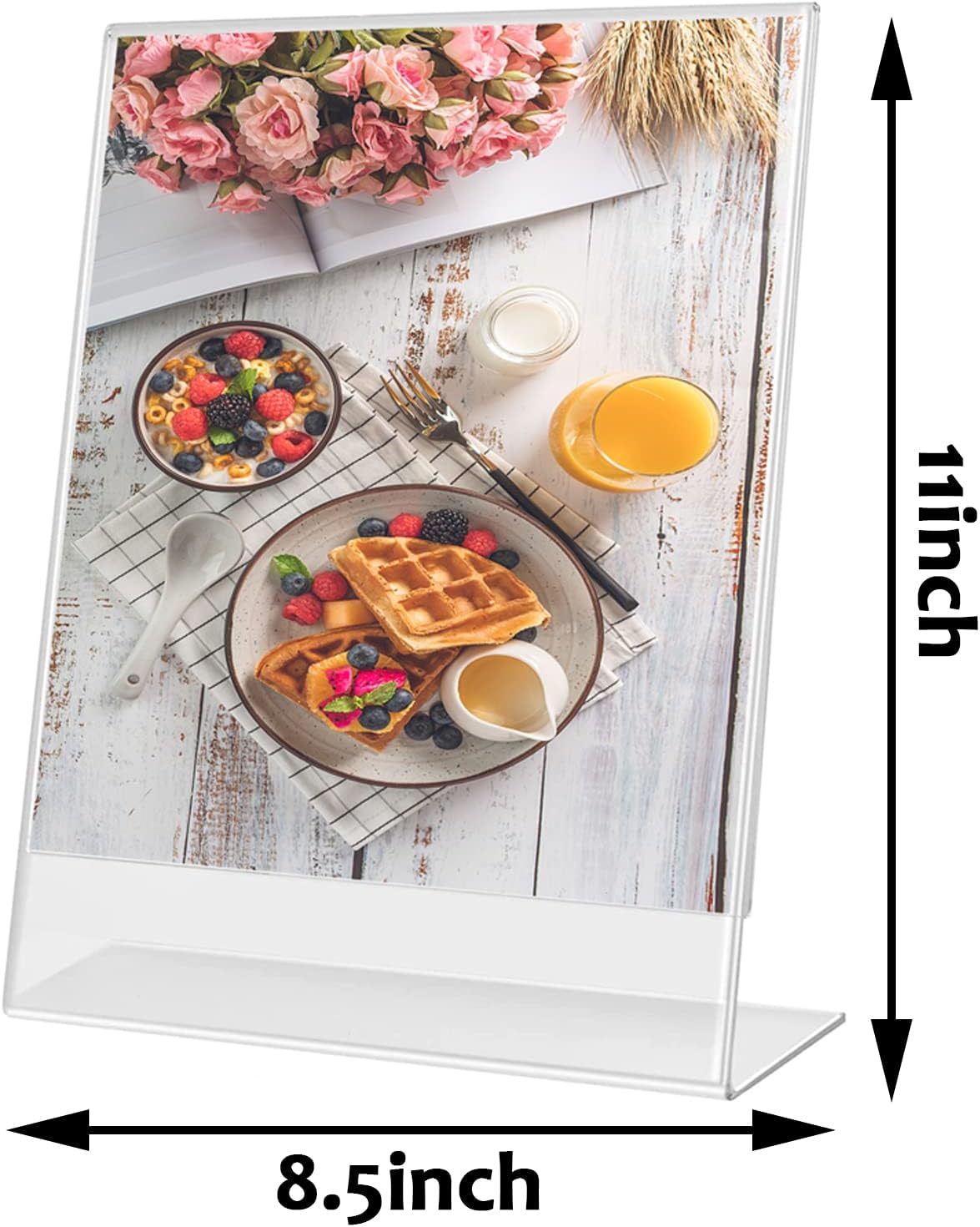 Lechay 3 Pack Acrylic Sign Holder, 8.5 x 11 inches Clear Table Menu Display Stand Desktop Display Stand Paper Holder Table Top Sign Holder Suitable for Restaurants, Office, Home, Store