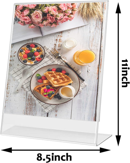 Lechay 3 Pack Acrylic Sign Holder, 8.5 x 11 inches Clear Table Menu Display Stand Desktop Display Stand Paper Holder Table Top Sign Holder Suitable for Restaurants, Office, Home, Store