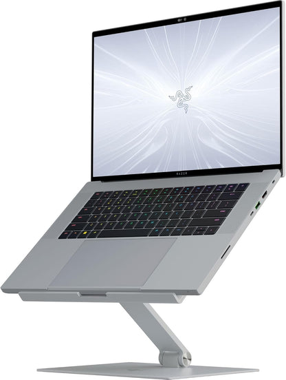 Razer Adjustable Laptop Stand: Supports Phones, Tablets, Laptops, Macbooks up to 18" - Adjust Height and Tilt - Durable Aluminum Construction - Vented Design - Foldable for Storage & Travel - Black