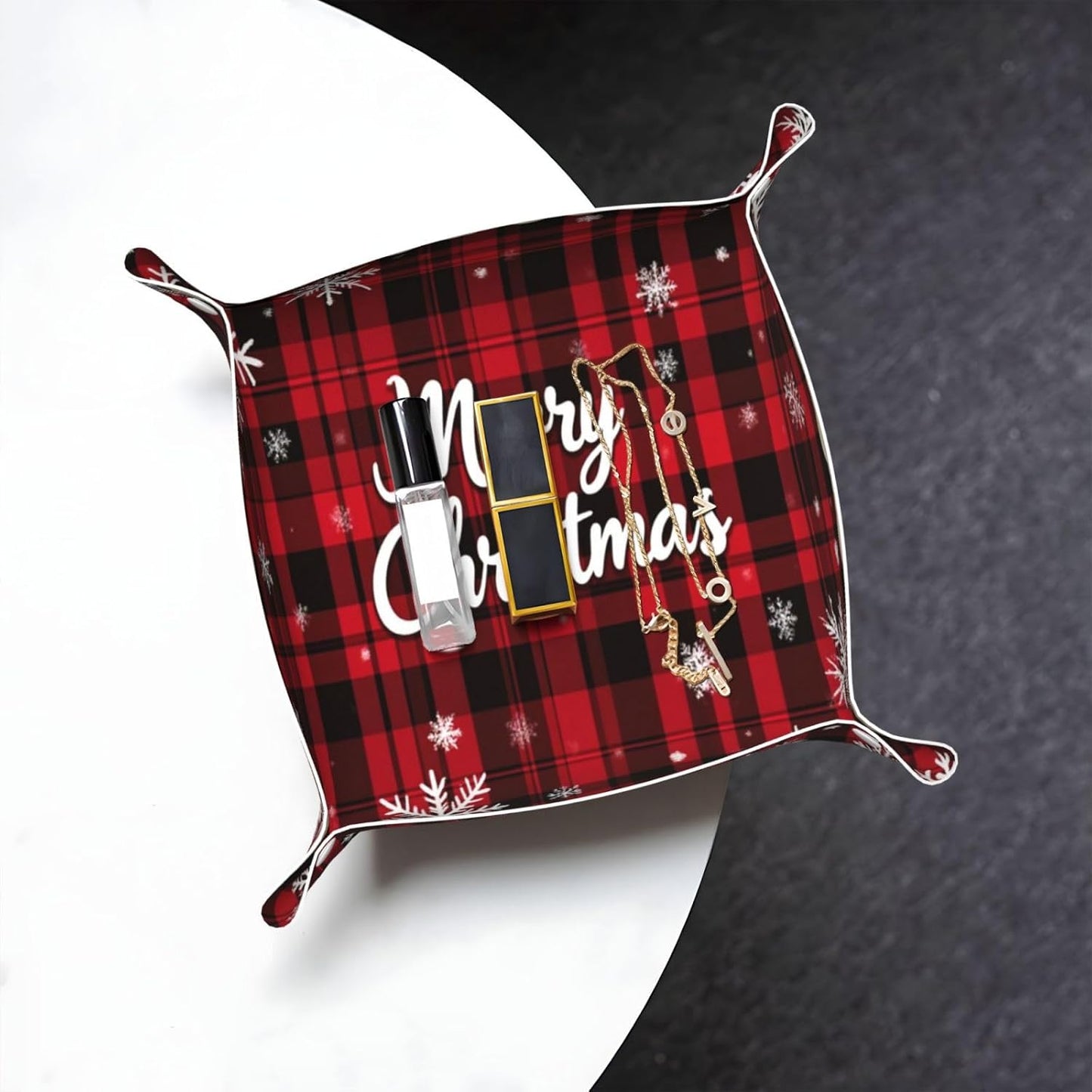 Tray Leather Valet Tray Forest Tree Reindeer Catchall Trays Key Organizer Night Stand Organizer Bedside Vanity Trays Decor for Entryway Table