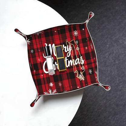 Tray Leather Valet Tray Forest Tree Reindeer Catchall Trays Key Organizer Night Stand Organizer Bedside Vanity Trays Decor for Entryway Table