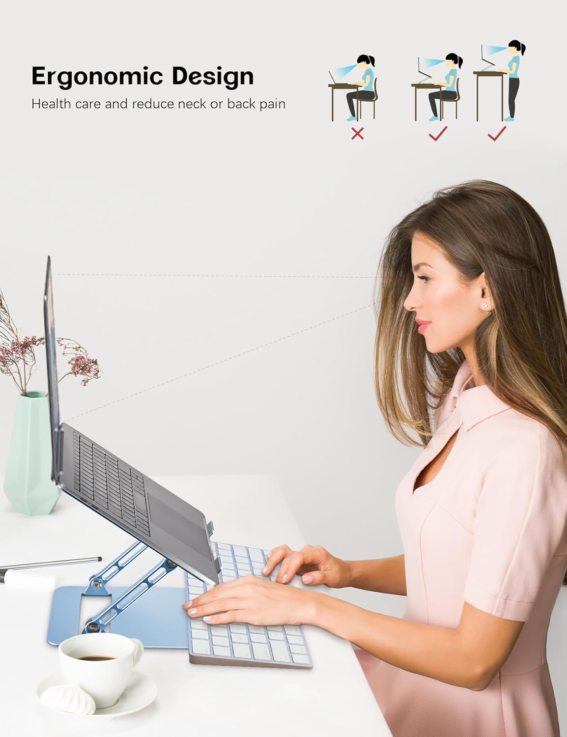 Aoviho Adjustable Laptop Stand for Desk,Portable Laptop Stand Holder and Riser,Foldable Aluminum Notebook Computer Stands for MacBook Air Pro HP Lenovo Dell Samsung Chromebook, 10-15.6 inch, Purple